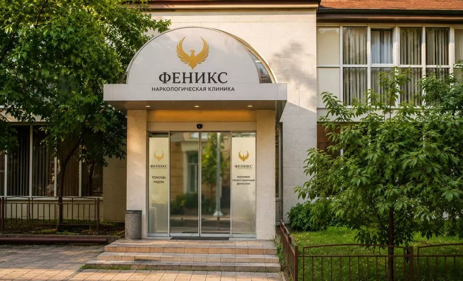 Вход в наркологическую клинику «Феникс» в Ломоносове